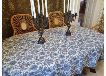 Tablecloth Pattern blue oval (Oval 140/180 cm)