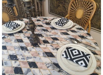 Tablecloth Marble oval (Oval 140/180 cm)