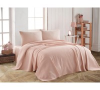 Summer knitted bed linen with a waffle bedspread 220 * 240 Pike (TM Modalita) Pudra, Turkey