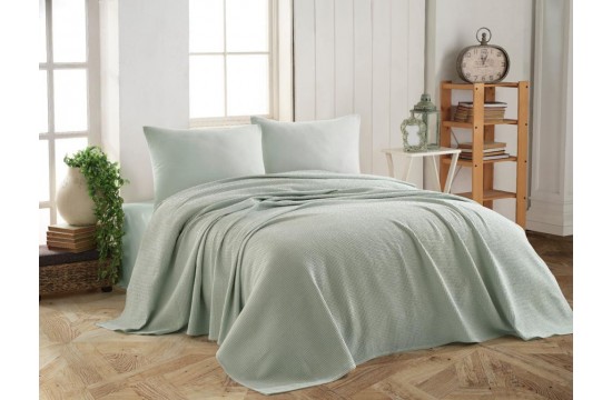 Summer knitted bed linen with a waffle bedspread 220 * 240 Pike (TM Modalita) Yesil, Turkey