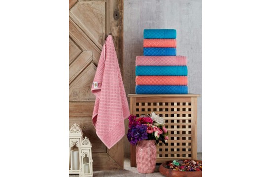 A set of terry towels 4 pcs cotton Vip jacquard 50x90 600g/m2 (ZERON) ARIYA DESEN, Turkey