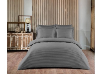 Bed linen satin stripe family 160x220 (TM ZERON) GRI, Turkey
