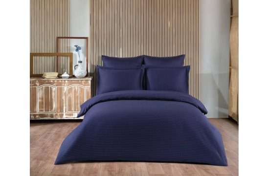 Bed linen satin stripe family 160x220 (TM ZERON) LACIVERT, Turkey