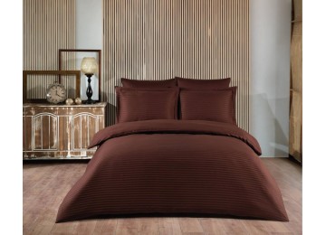 Bed linen satin stripe 200x220 (TM ZERON) KOYU KAHVE, Turkey