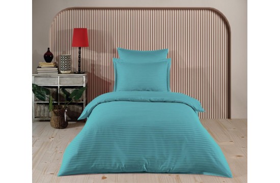 Bed linen satin stripe 160x220 (TM ZERON) TURKUAZ, Turkey