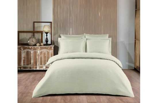 Bed linen satin stripe 160x220 (TM ZERON) KREM, Turkey