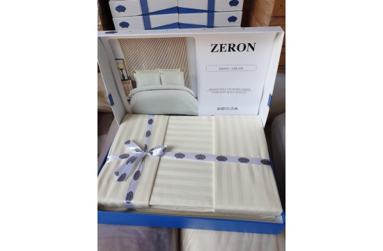 Постельное белье сатин страйп 160х220 (ТМ ZERON ) KREM, Турция