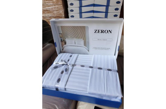 Постельное белье сатин страйп семейное 160х220 (ТМ ZERON ) BEYAZ, Турция