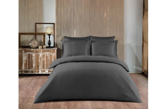 Bed linen satin stripe family 160x220 (TM ZERON) FUME, Turkey