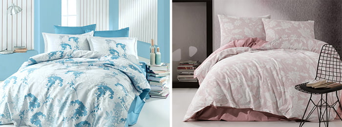 Pink and blue biomatine bedding
