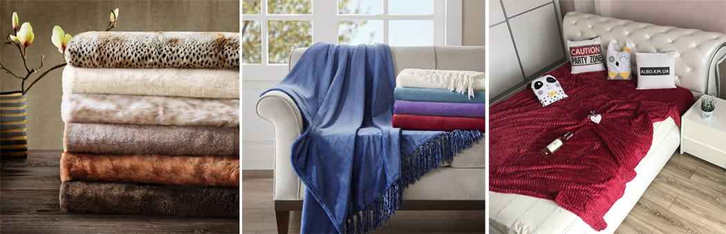 Uses of the material plush blankets and bedspreads