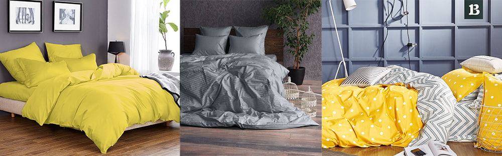 Bed linen in gray and yellow