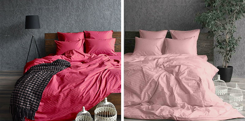 Pink and hot pink stripe satin bedding