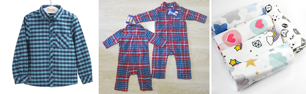 Children's flannel clothing, shirt and plaid suit