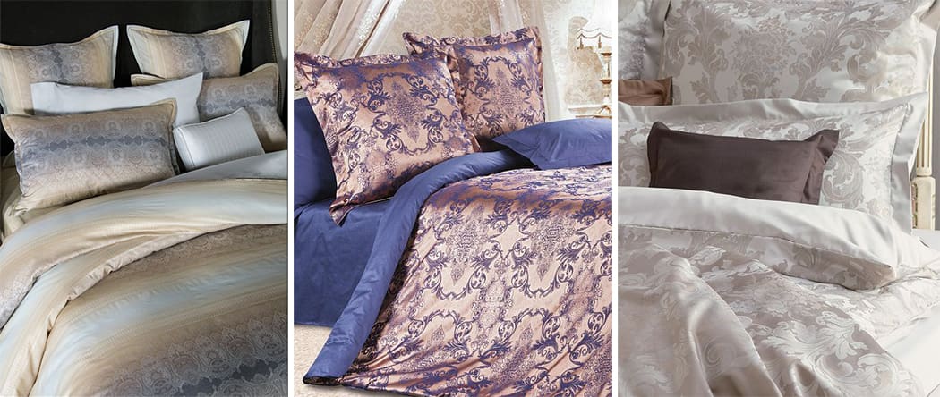 Types of jacquard fabric - bed linen satin jacquard with ombre color, one ton