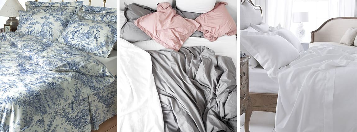 White and gray satin bedding